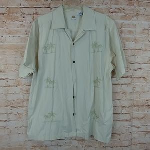 Sol Wear Hawaiian Lt green w/palms M shirt